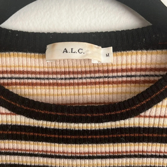 A.L.C. ALC Rene Striped Merino Wool Crop Sweater Y2K Style - Picture 8 of 10